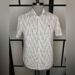 Penguin Men's Short Sleeve Button Down Shirt - blk&wht-  MEDIUM